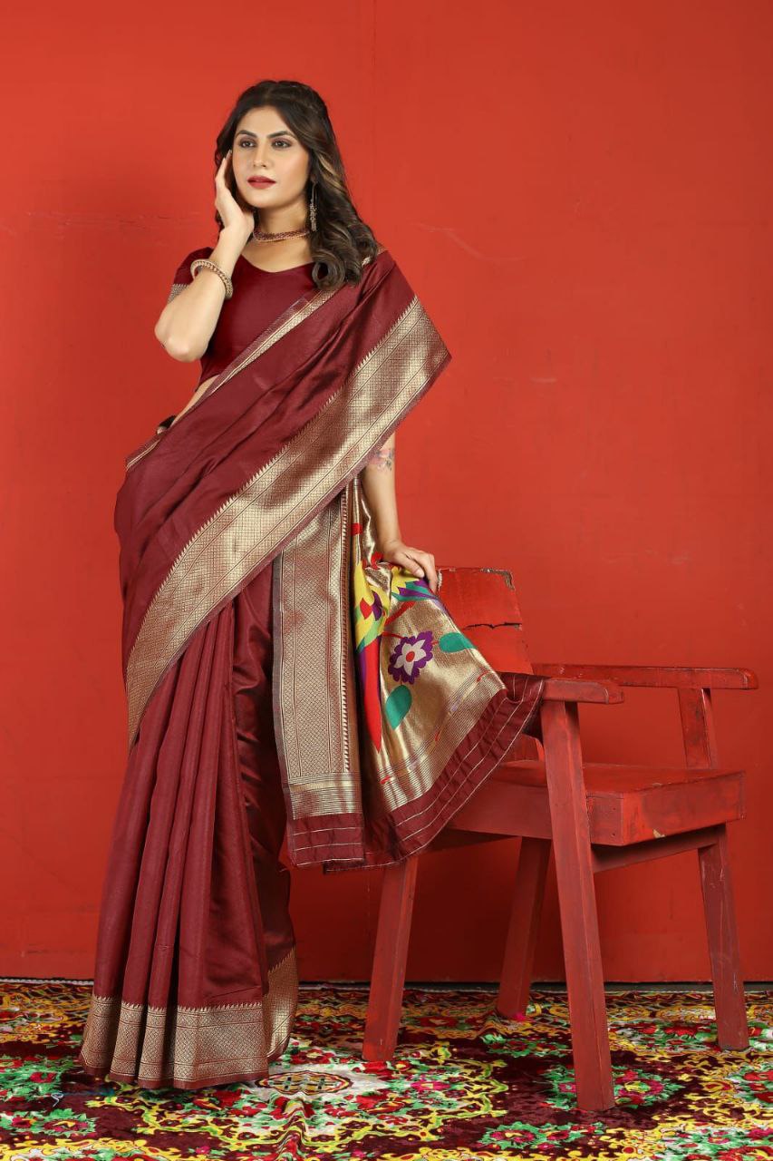 Pure Soft Silk With Gold Jari Saree