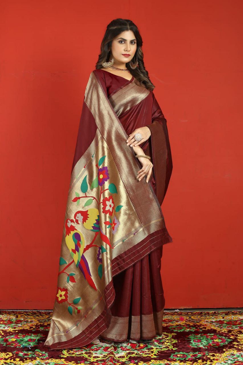 Pure Soft Silk With Gold Jari Saree