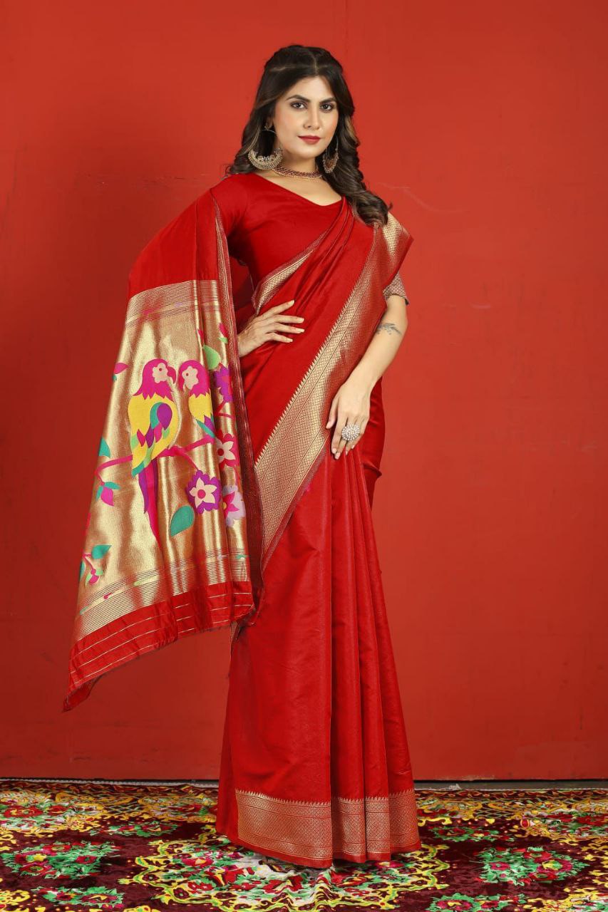 Pure Soft Silk With Gold Jari Saree