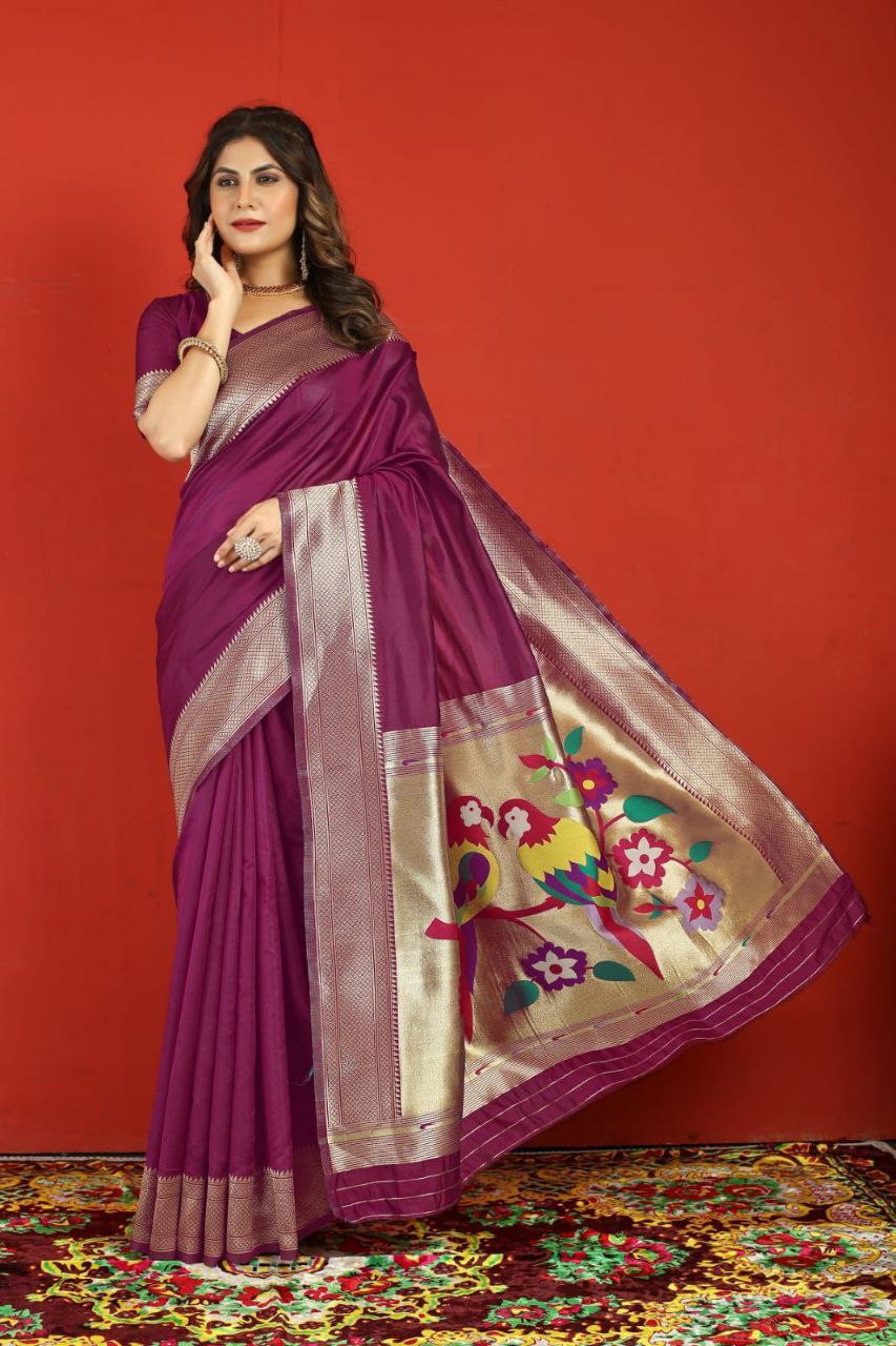 Pure Soft Silk With Gold Jari Saree