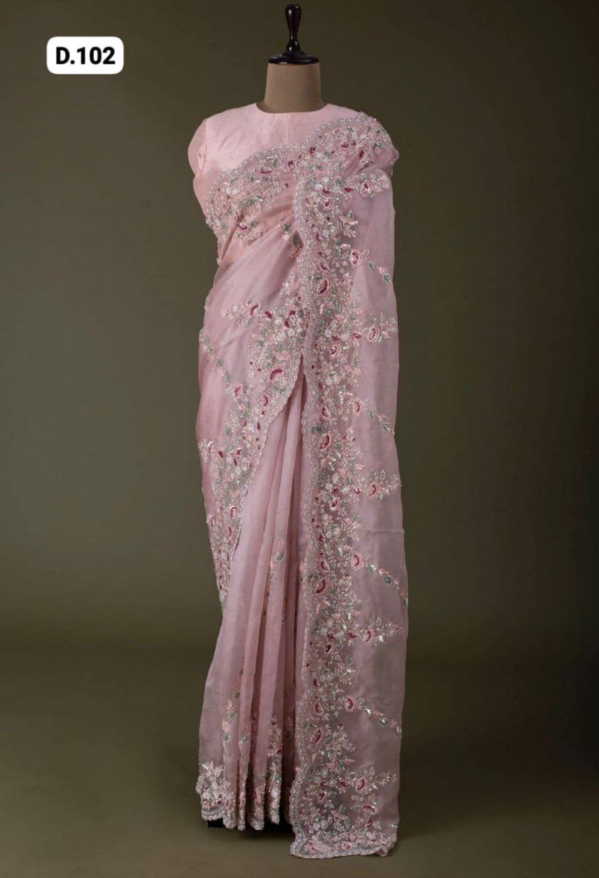 Premium Organza Silk with Embroidery Work Saree