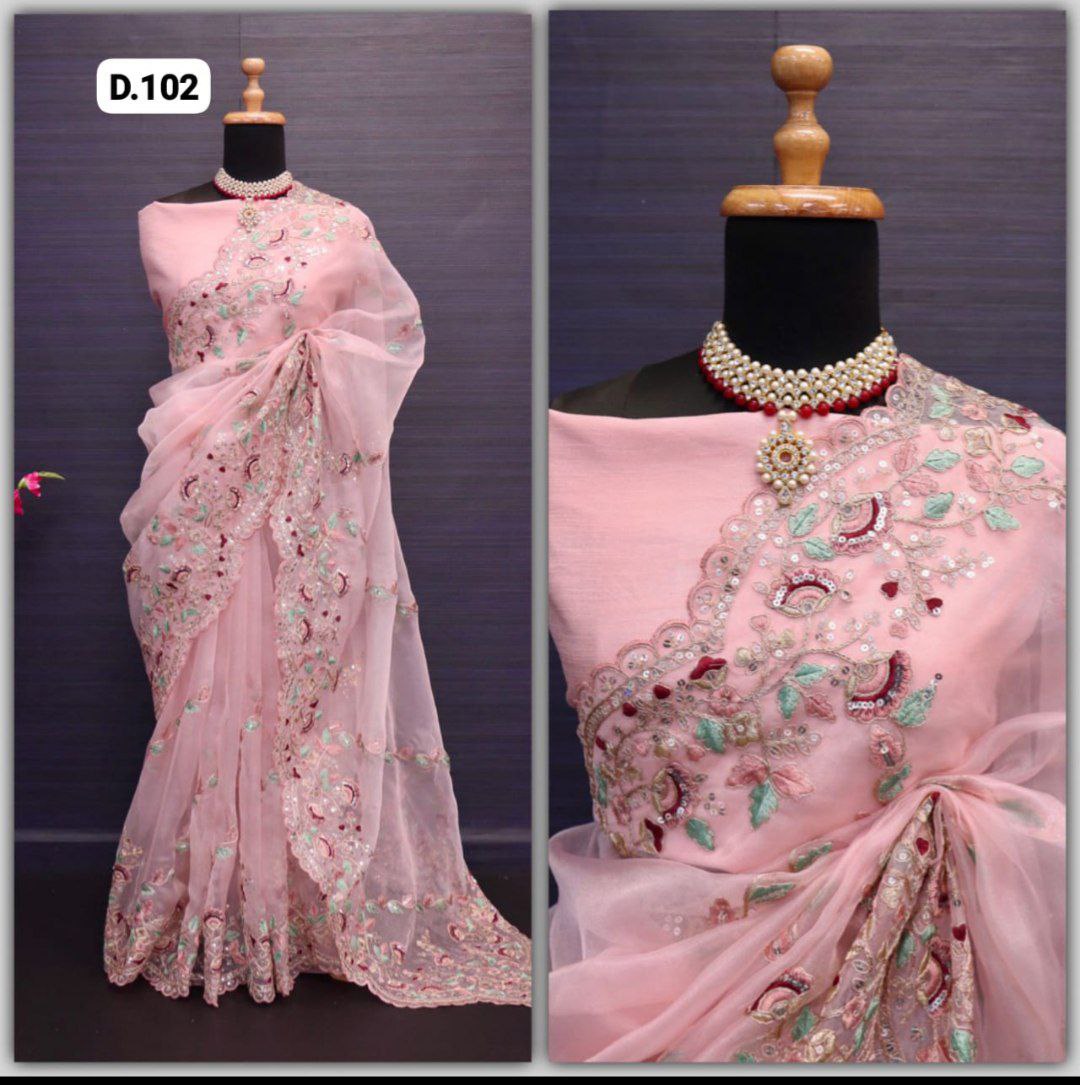 Premium Organza Silk with Embroidery Work Saree