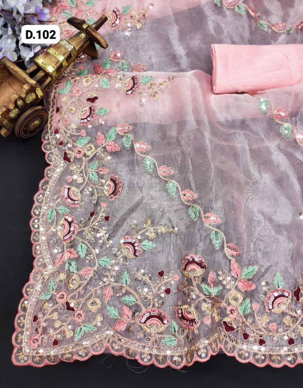 Premium Organza Silk with Embroidery Work Saree