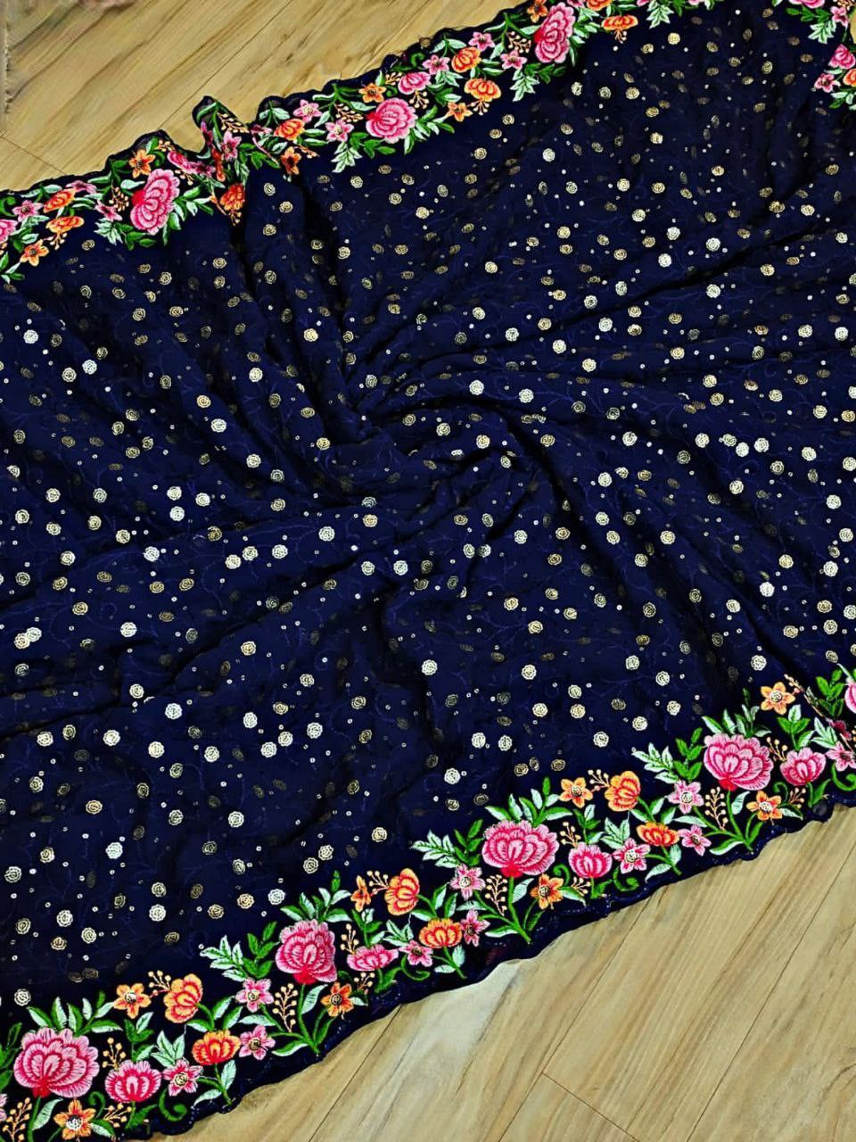 Multi Color Embroidery Saree