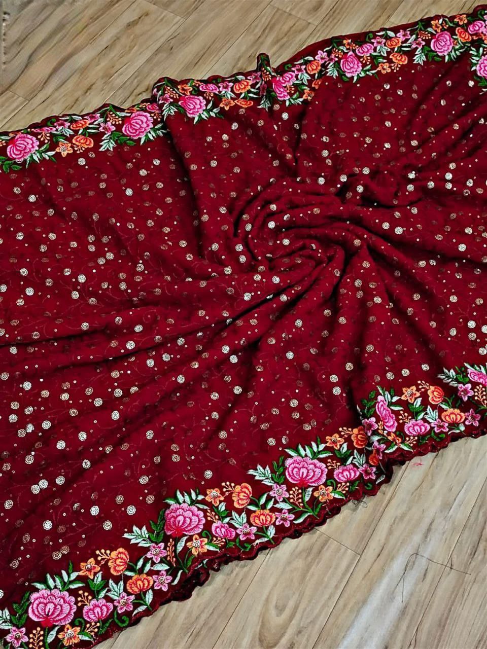 Multi Color Embroidery Saree