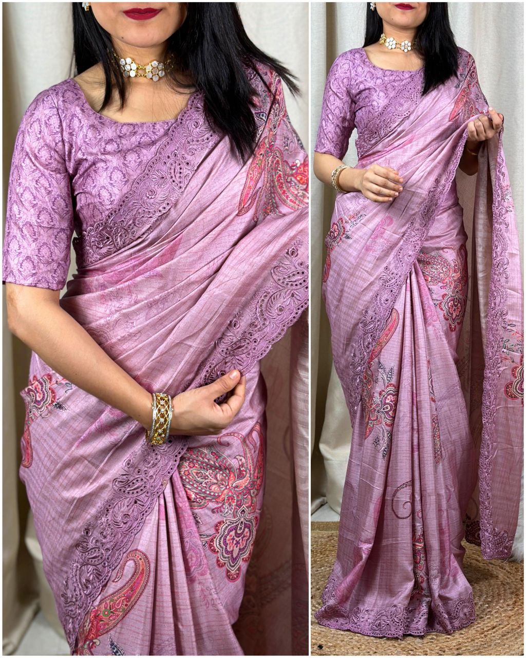 Visca slub silk saree.