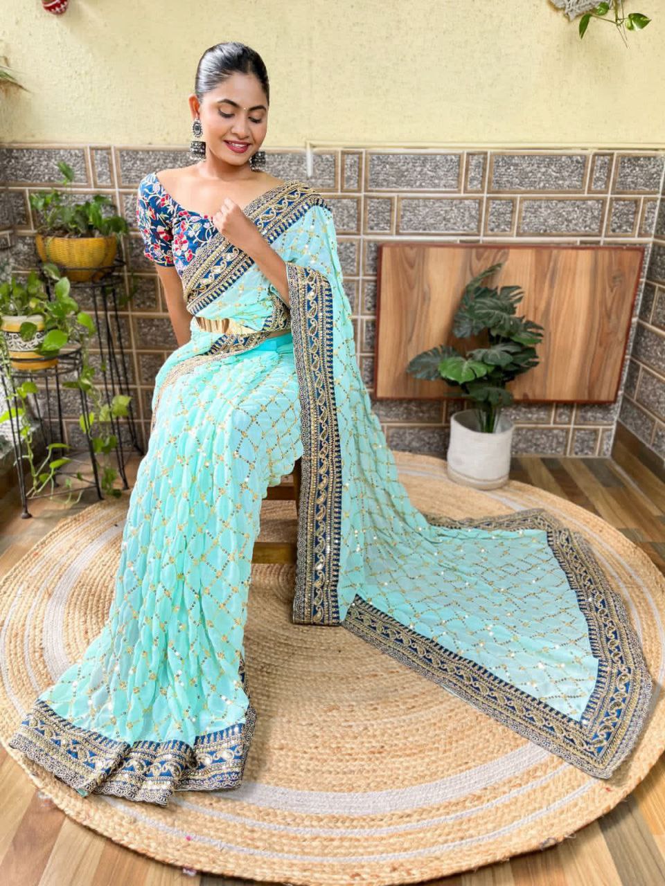 Beautiful 1 Min Sequence Saree