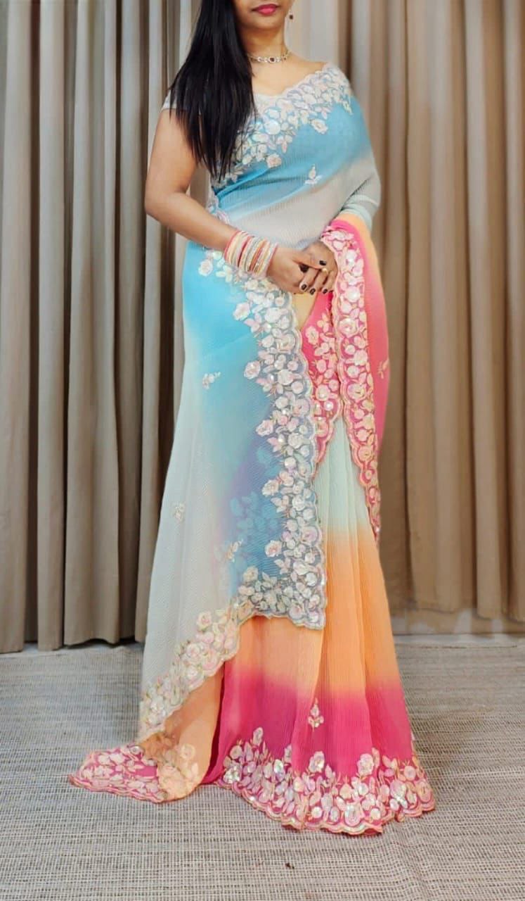 Beautiful Sequance Embroidery work Saree