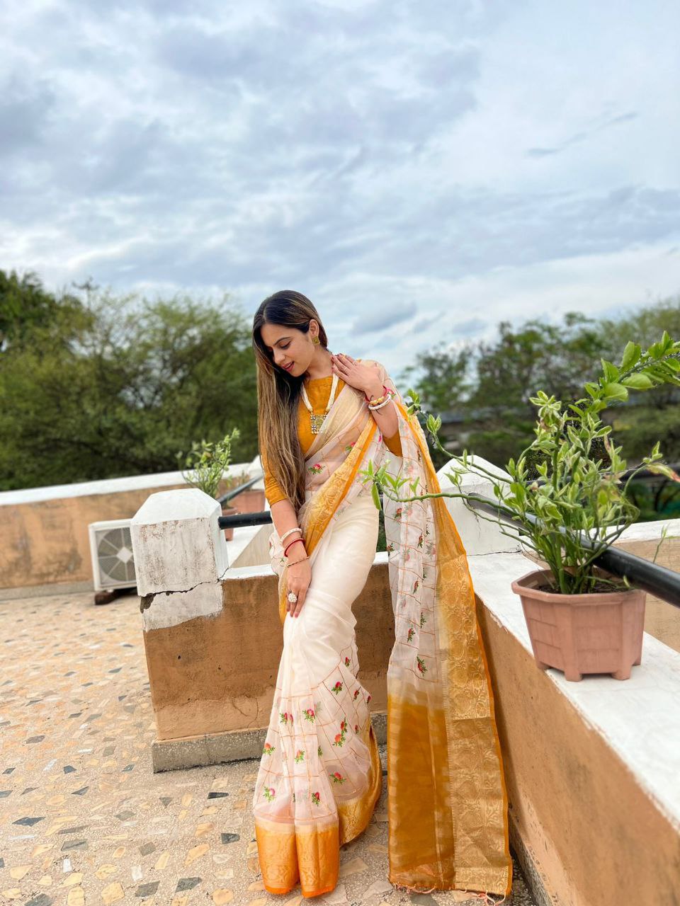 Pure Jacquard waving organza silk saree