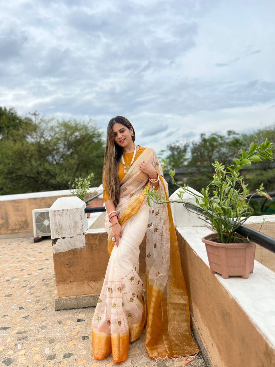 Pure Jacquard waving organza silk saree