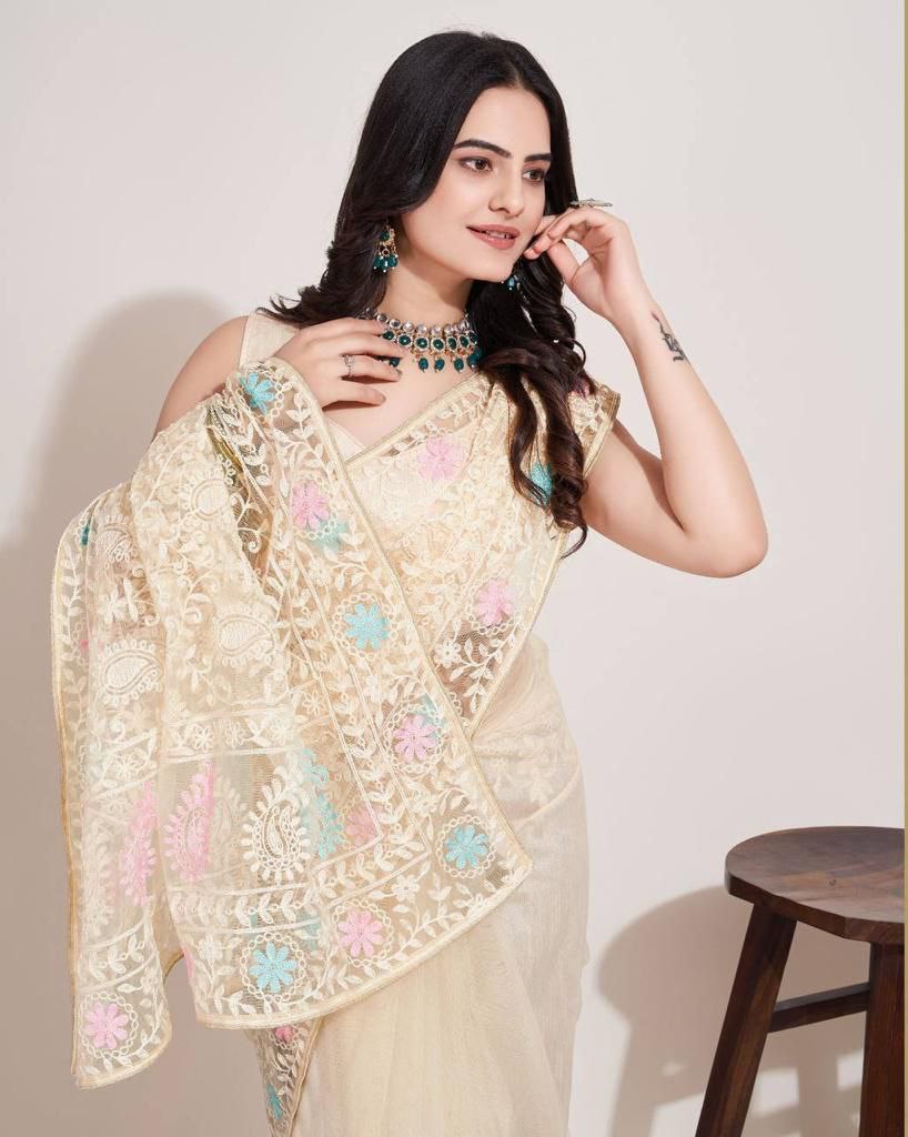 Chikankari Embroidery design Saree