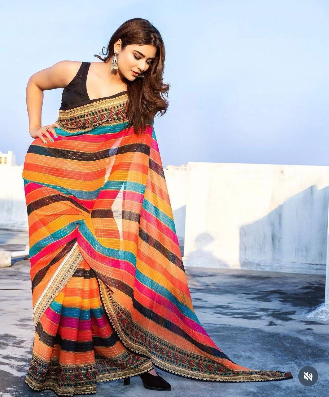 Digital print heavy georgette saree