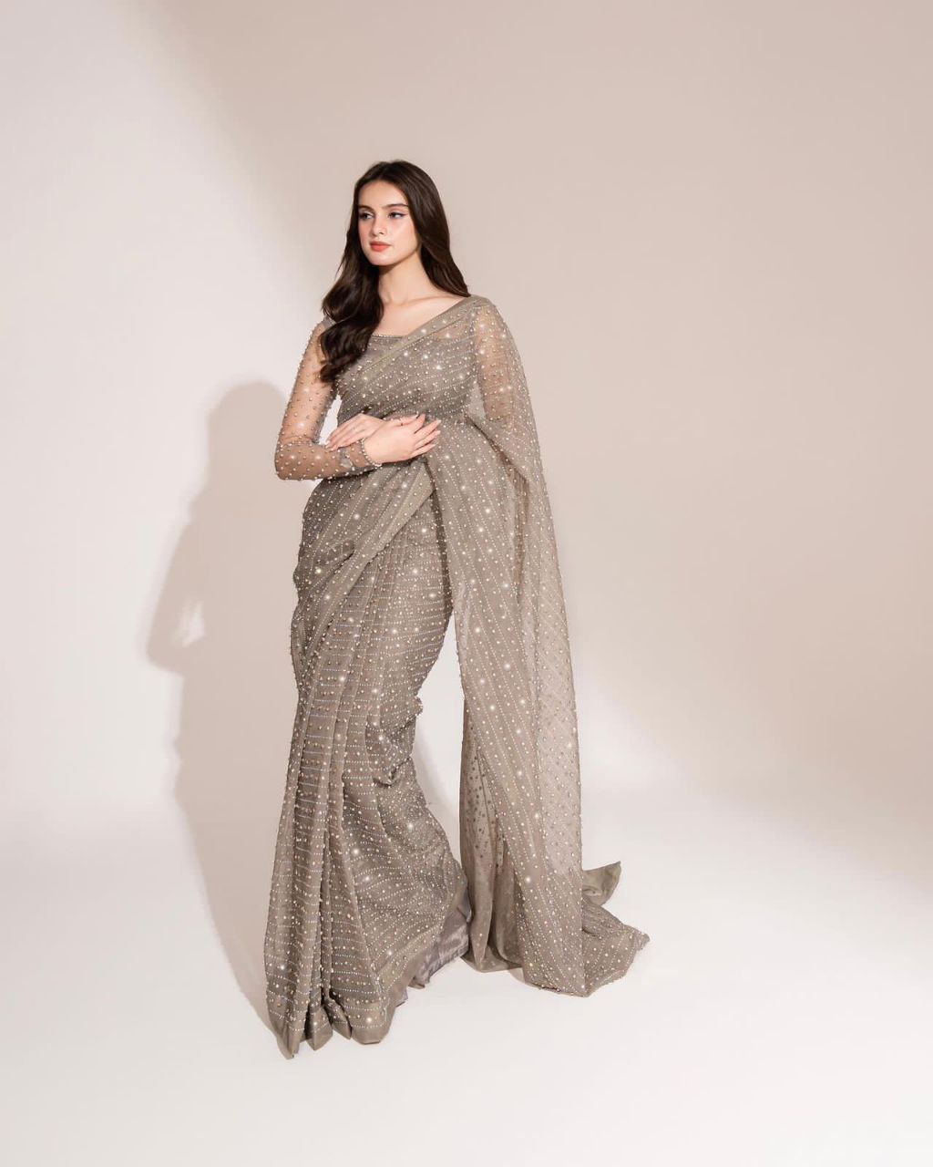 Georgette Swarovski Dimond Work Saree