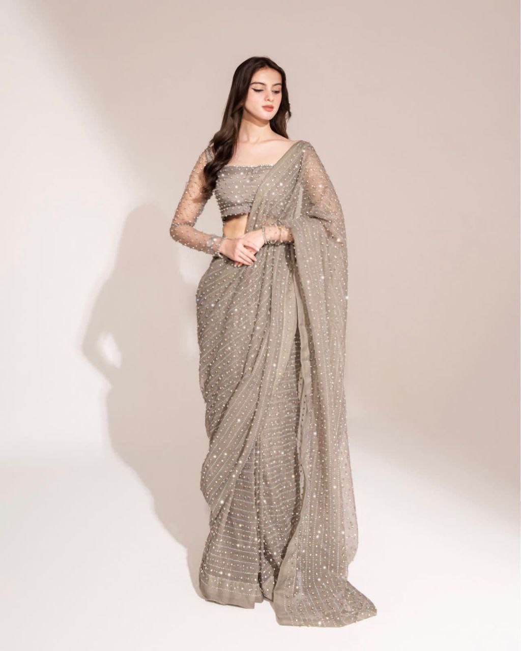 Georgette Swarovski Dimond Work Saree