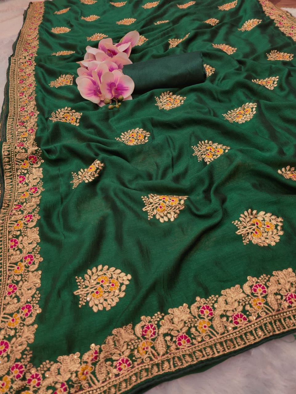 Pure Heavy Vichitra Silk Saree