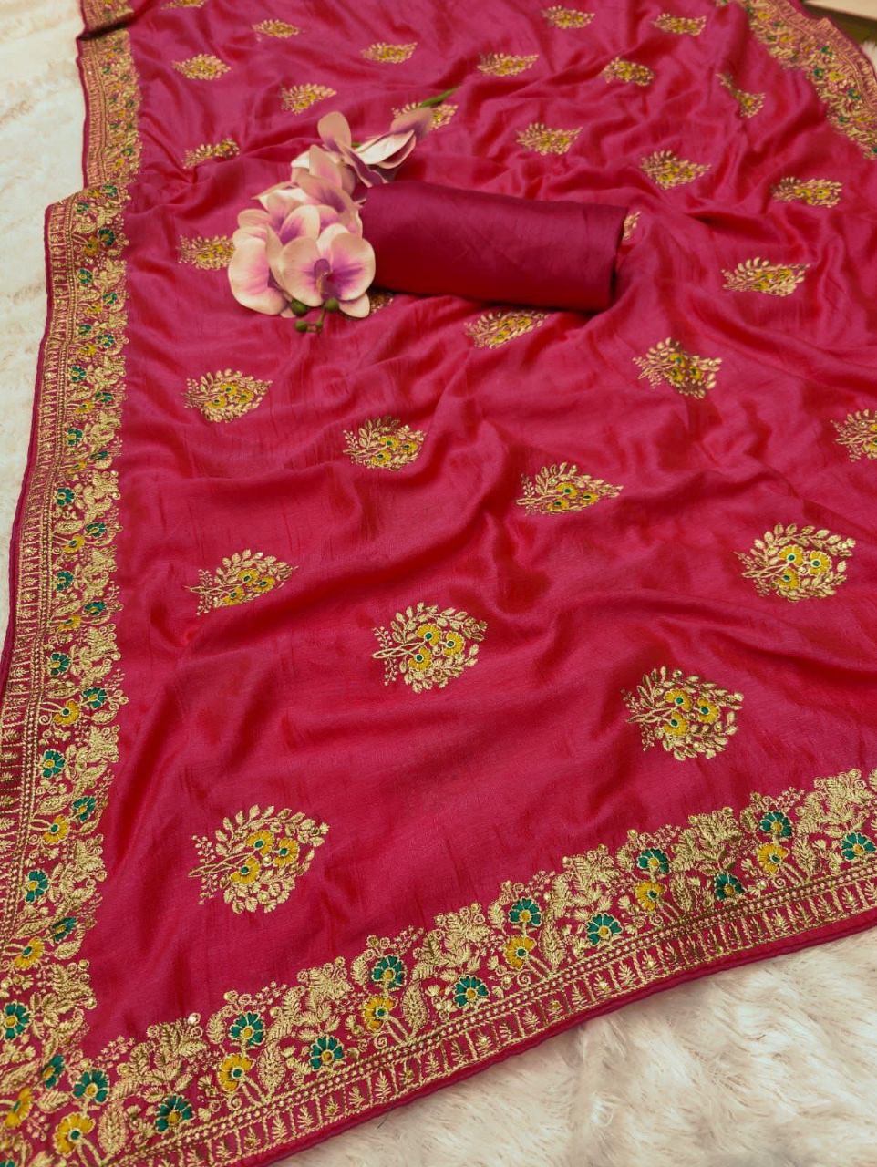 Pure Heavy Vichitra Silk Saree