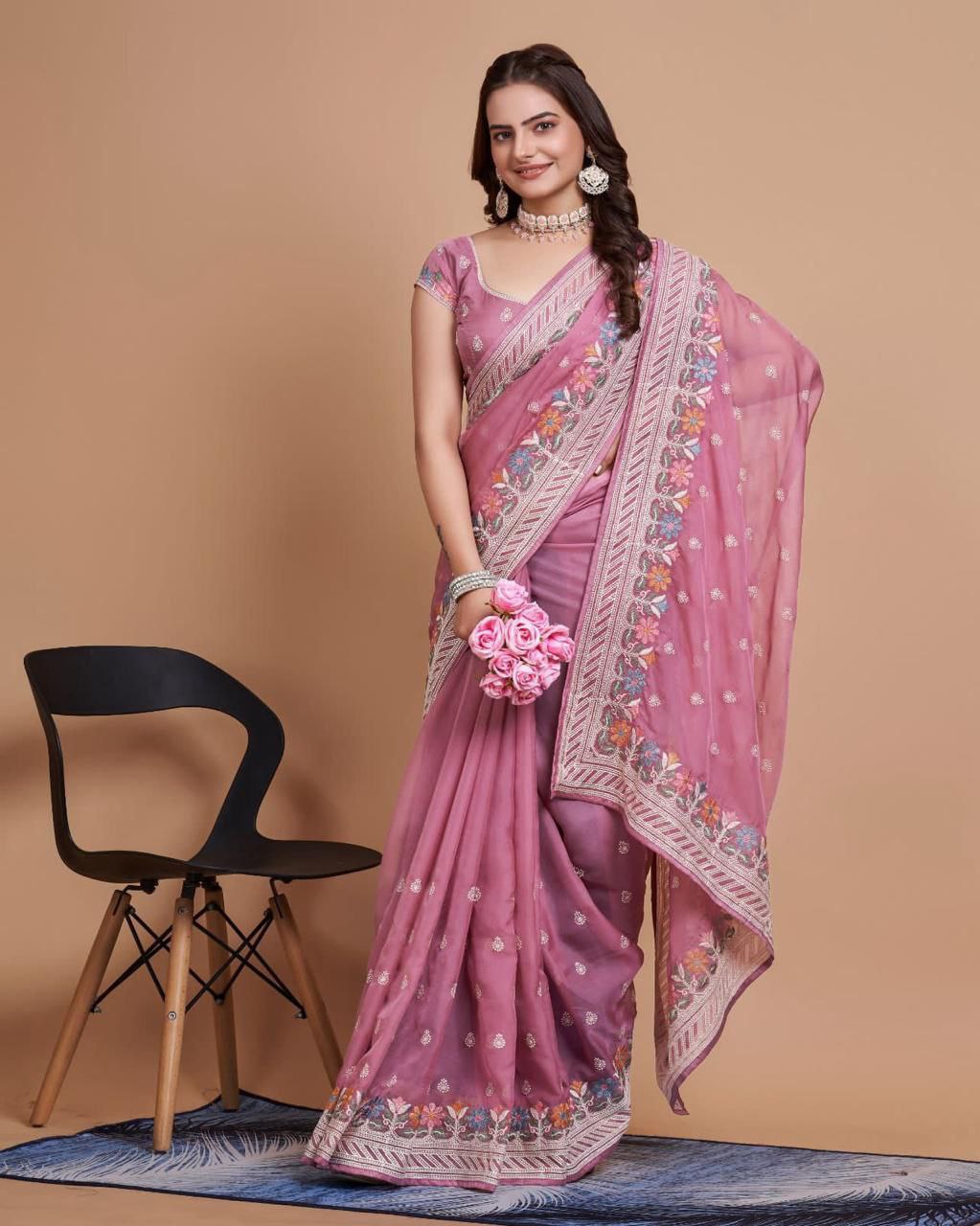 Premium Soft Taby Silk Organza  Saree