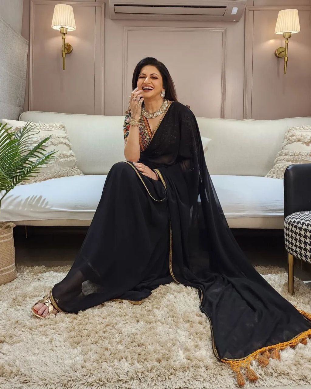 DESIGNER WEAR BLACK MAGIC FAUX GEORGETTE SAREE