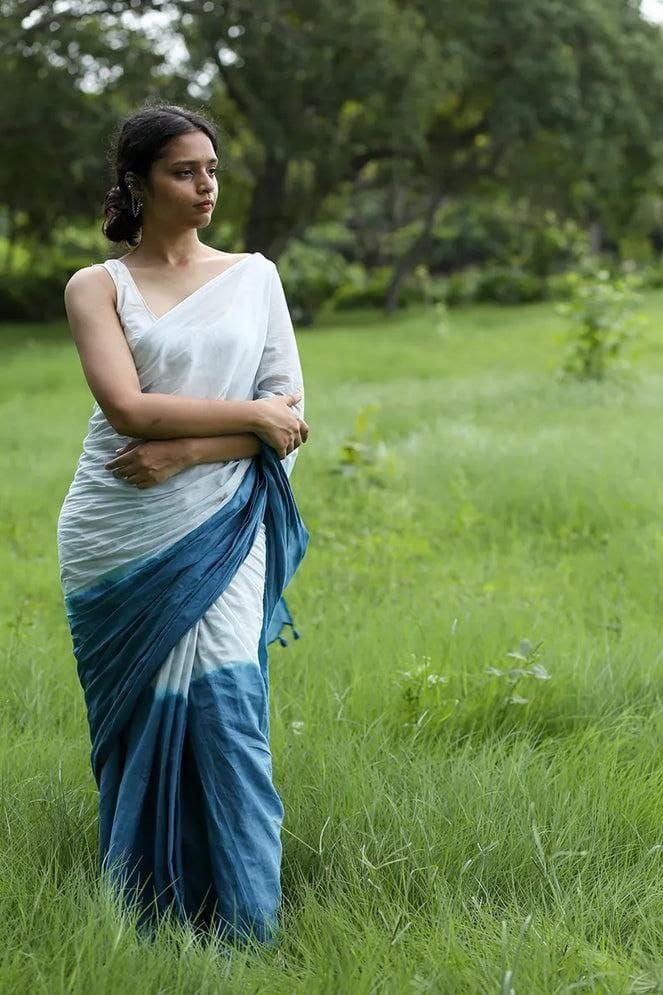 Plain Linen Saree