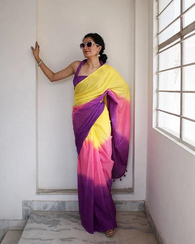 Plain Linen Saree