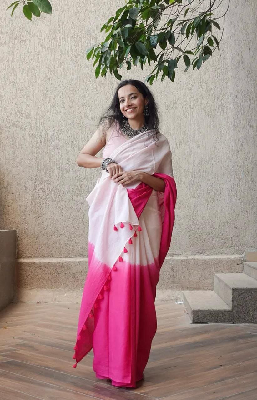 Plain Linen Saree