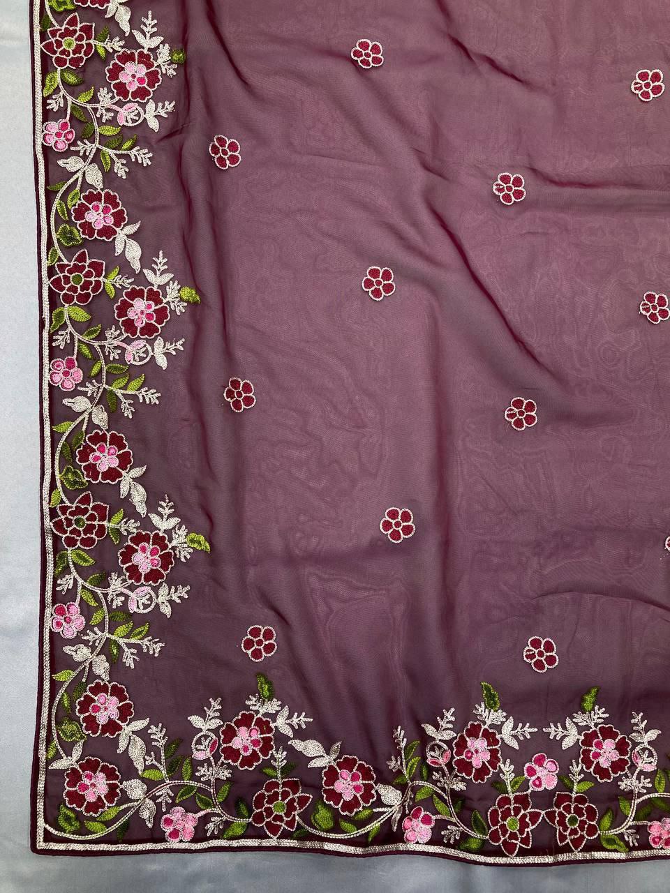 Premium Taby Silk fabric wedding with C-pallu All Over Work Saree