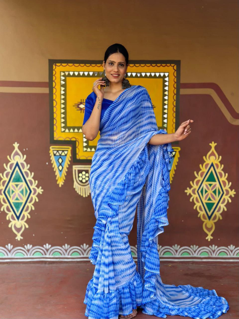 Beautiful Designer Ruffle saree in Heavy Fox Georgette fabric