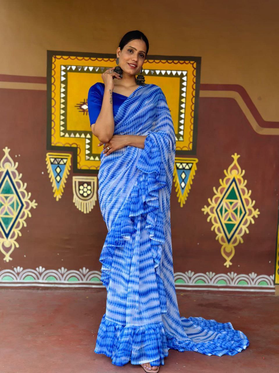 Beautiful Designer Ruffle saree in Heavy Fox Georgette fabric