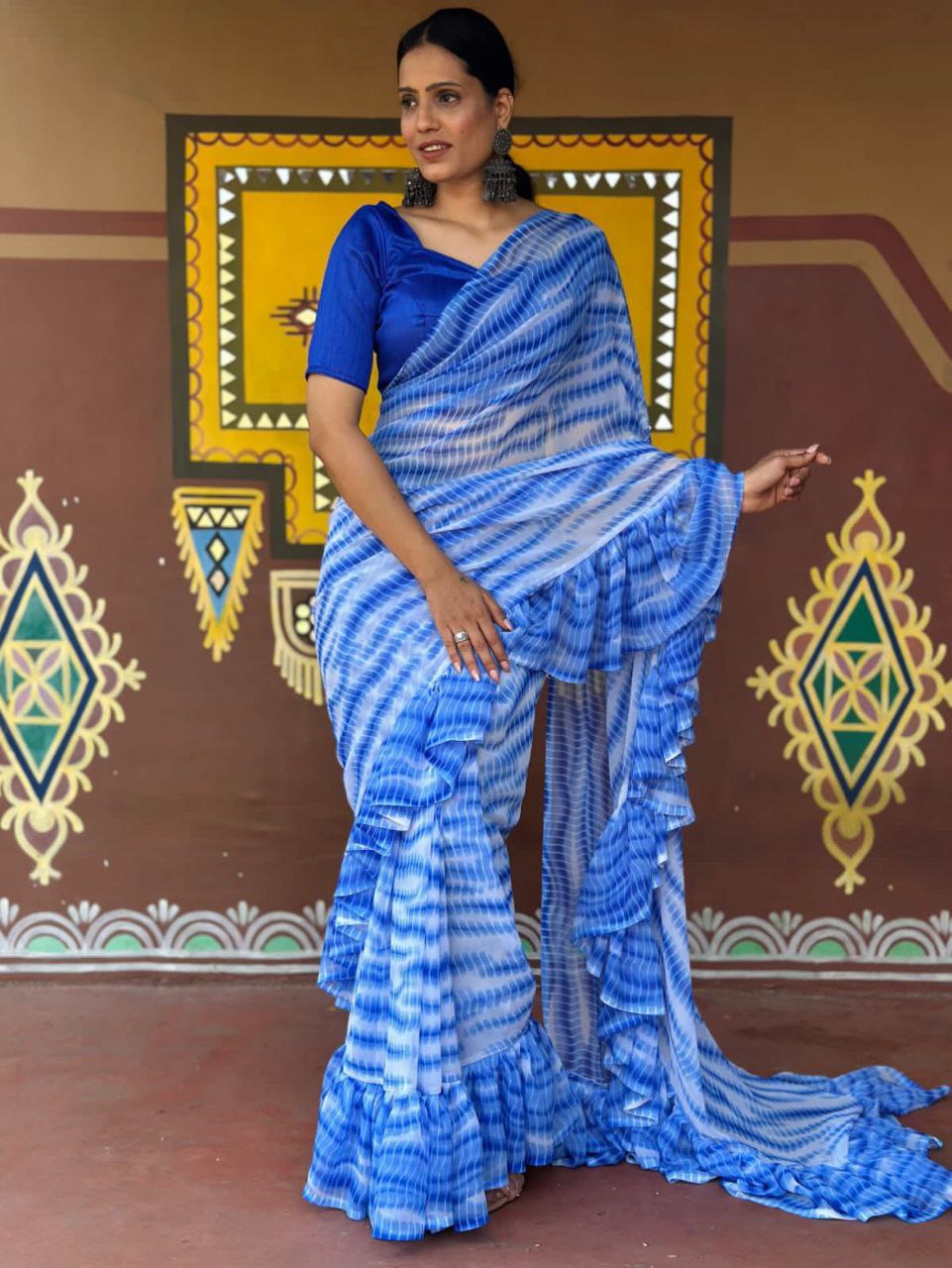 Beautiful Designer Ruffle saree in Heavy Fox Georgette fabric