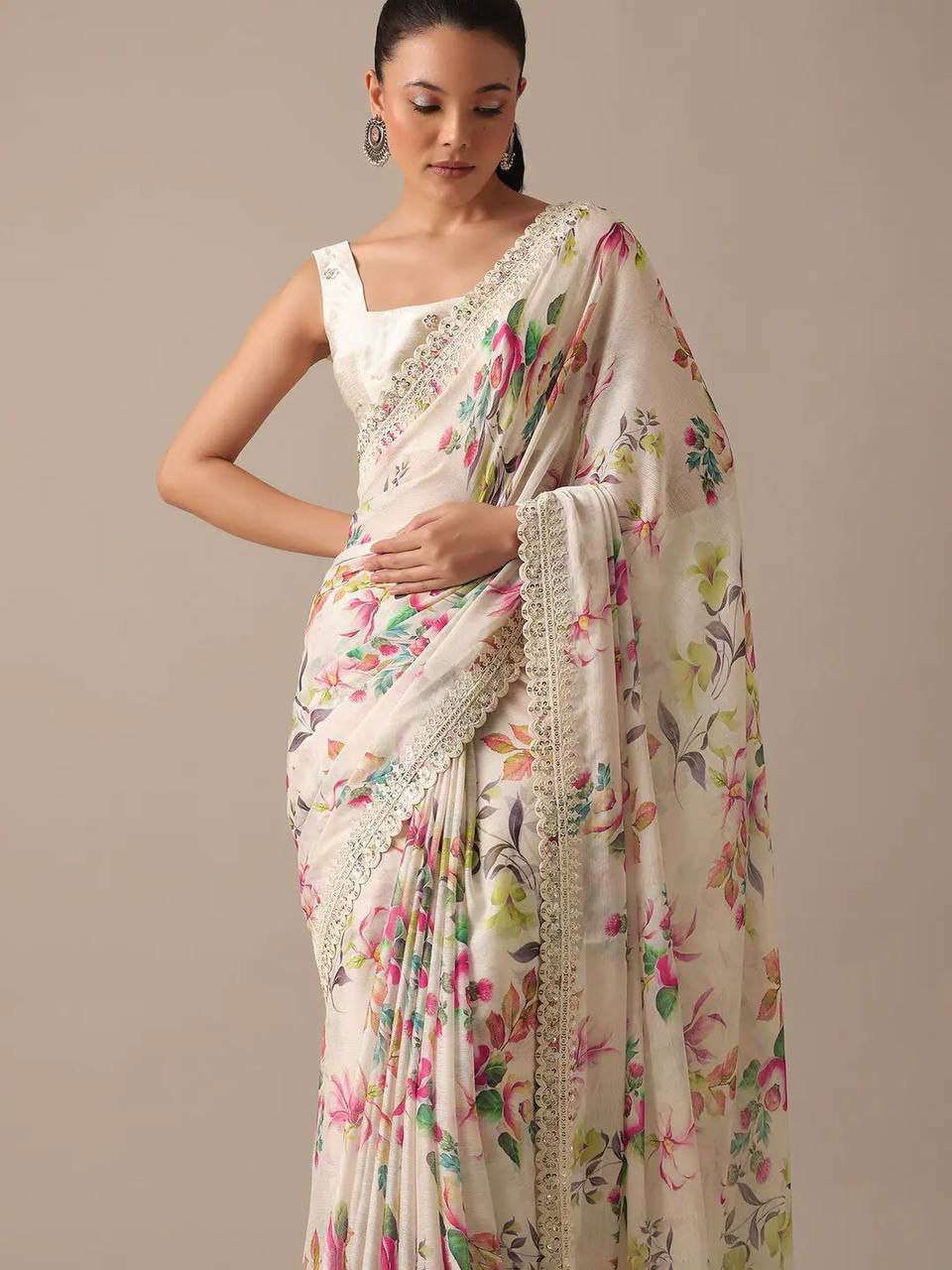 Super Hit Floral Georgette Embroidery Saree