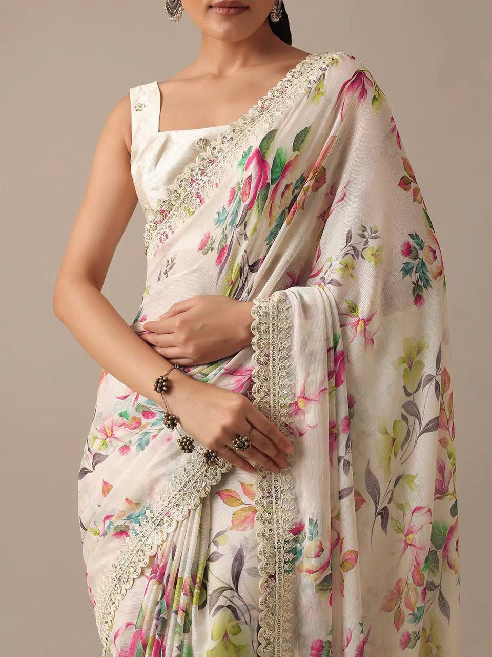 Super Hit Floral Georgette Embroidery Saree