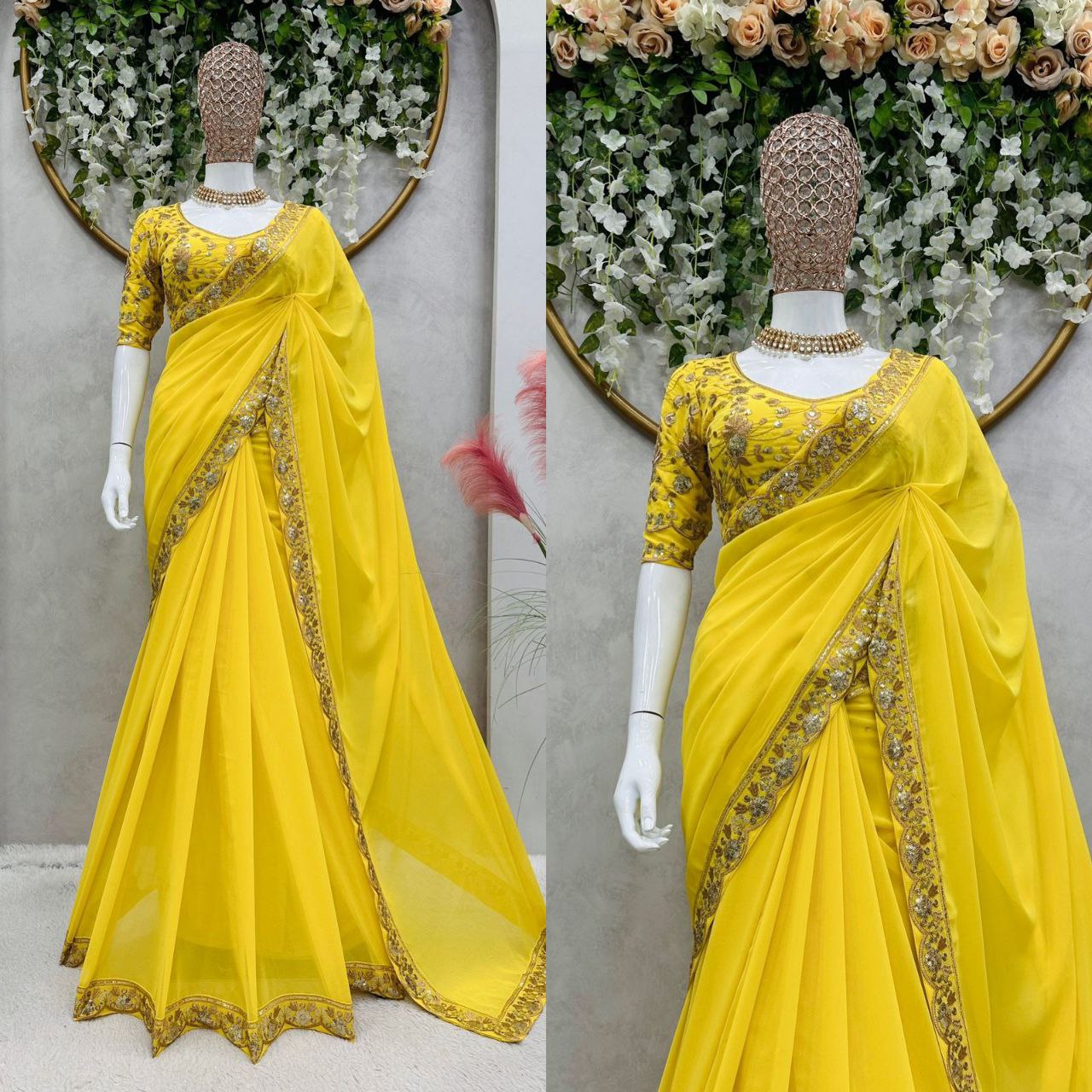 Beautiful Designer Saree on Faux Georgette Fabric