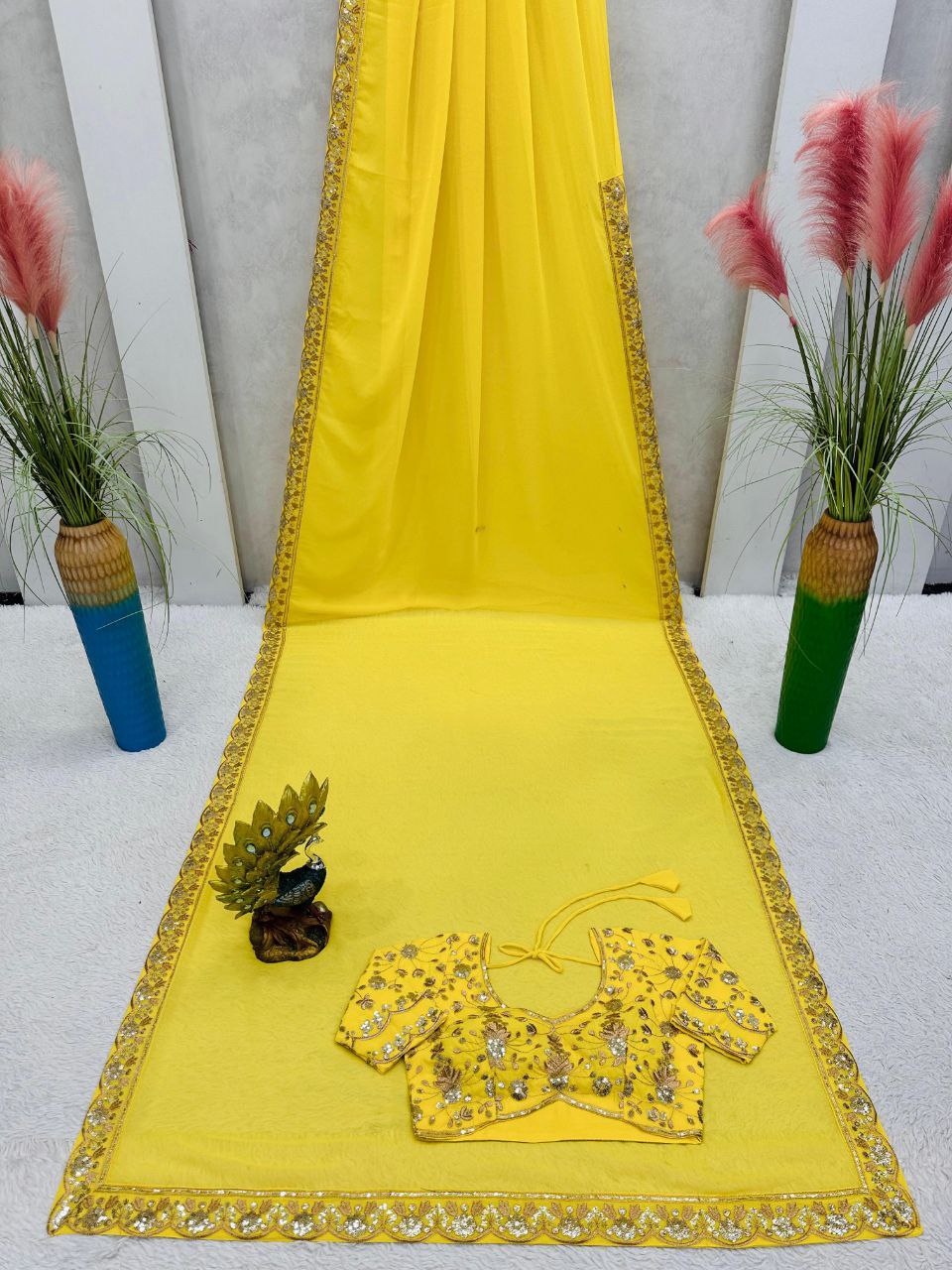 Beautiful Designer Saree on Faux Georgette Fabric