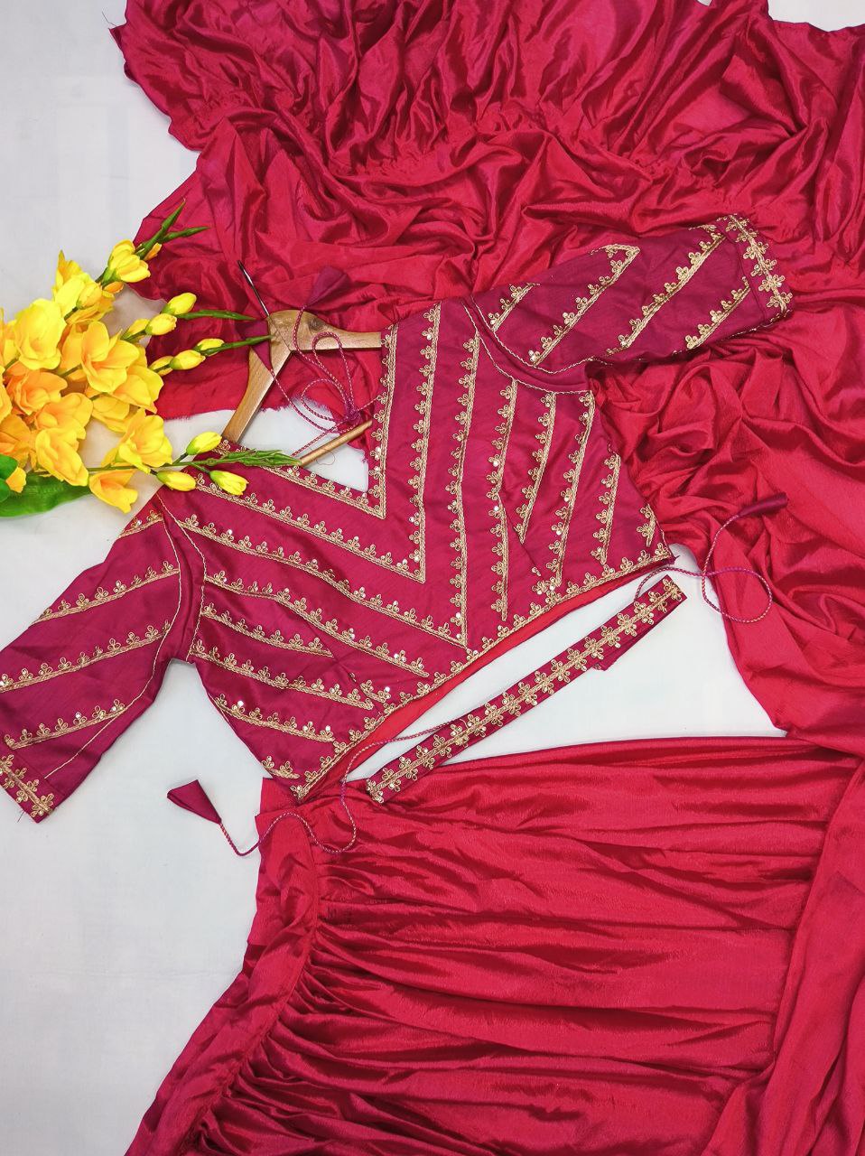 Ready To Wear Chinnon Lehenga Saree