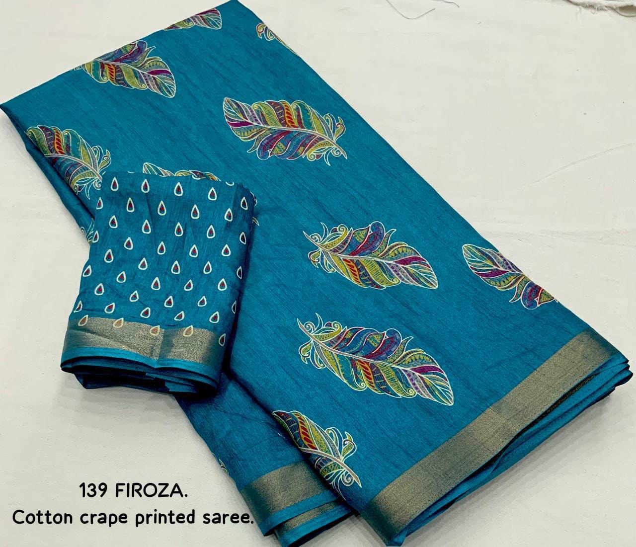 New cotton crape printed saree