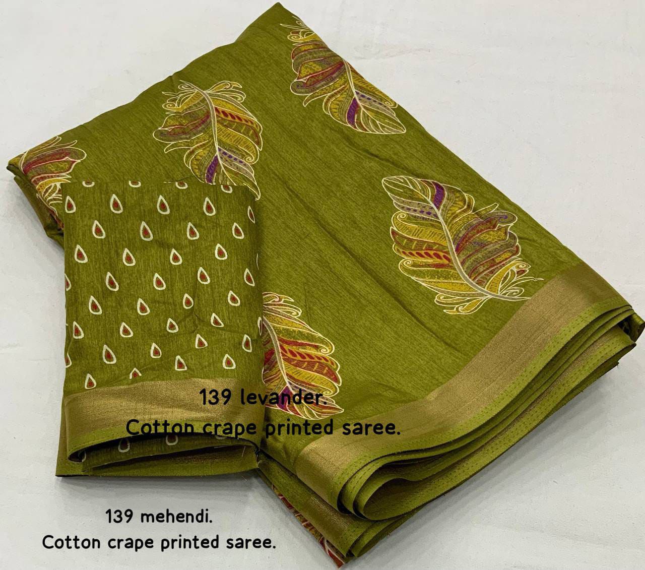 New cotton crape printed saree