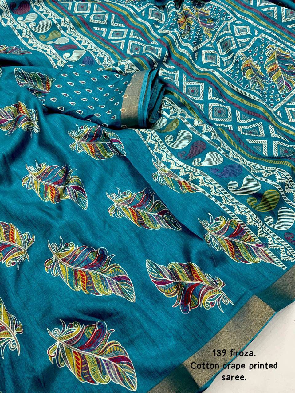 New cotton crape printed saree