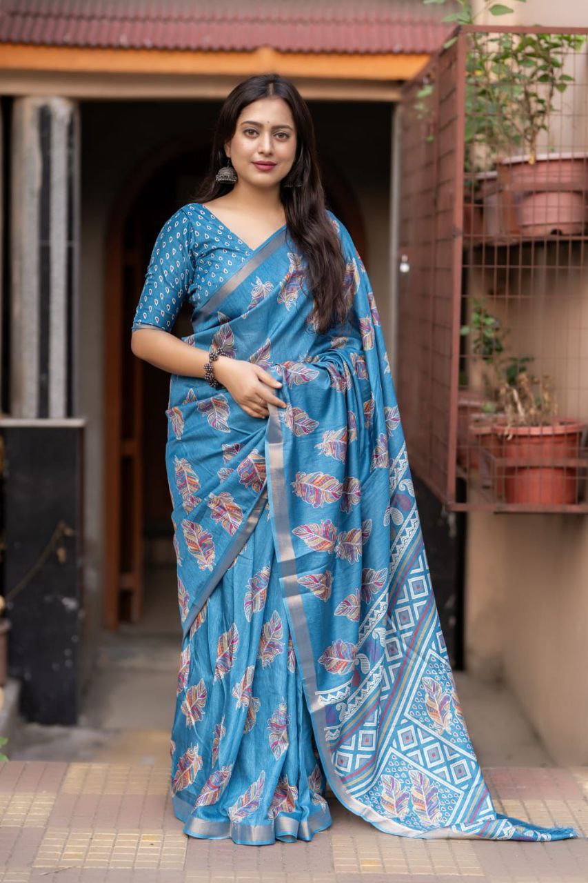 New cotton crape printed saree