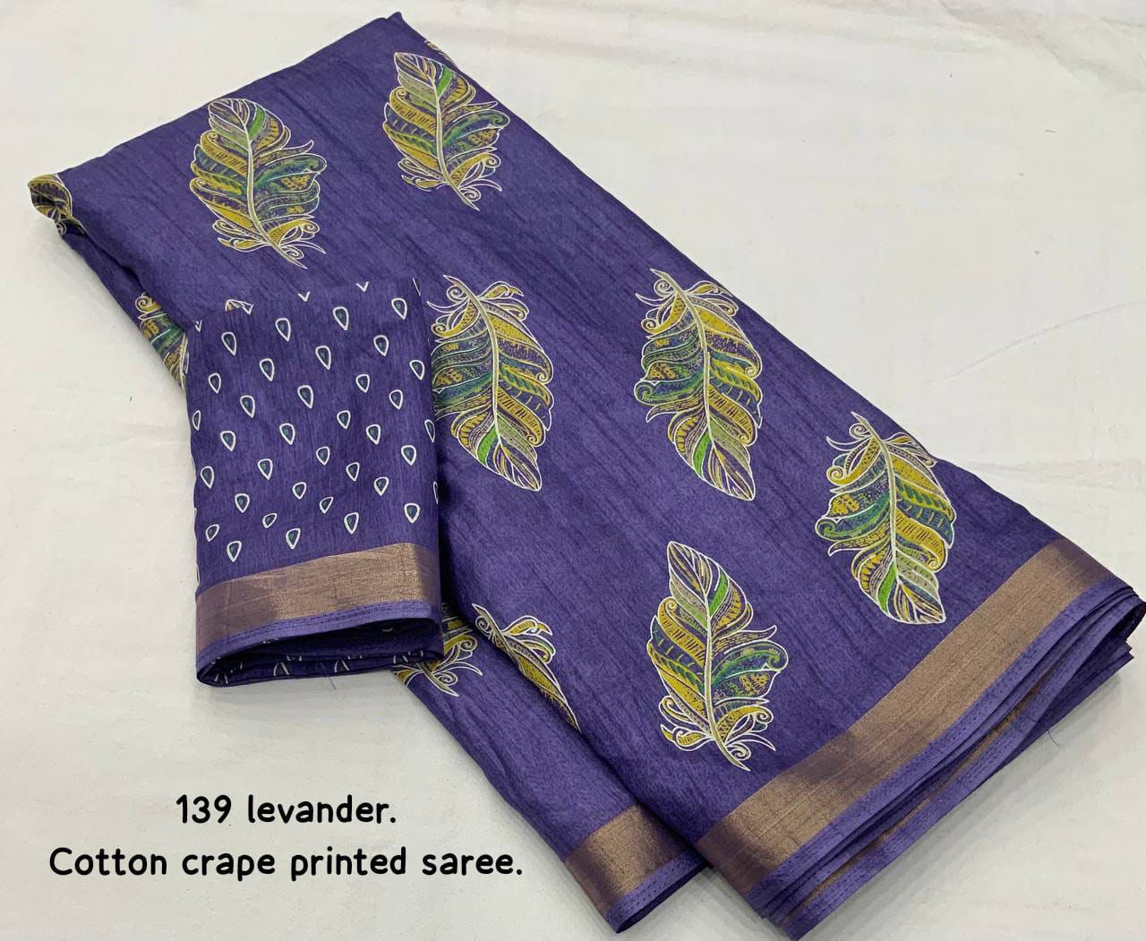 New cotton crape printed saree