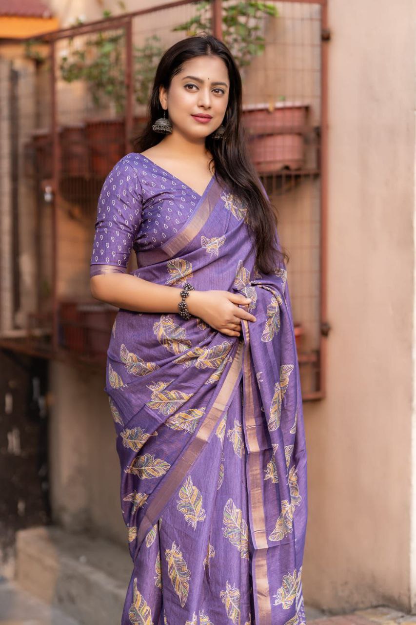 New cotton crape printed saree