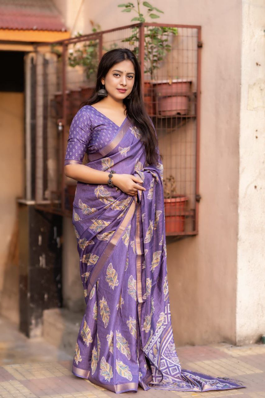 New cotton crape printed saree