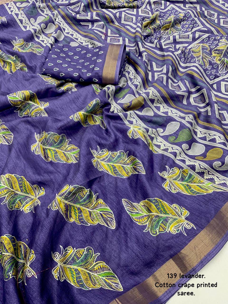 New cotton crape printed saree