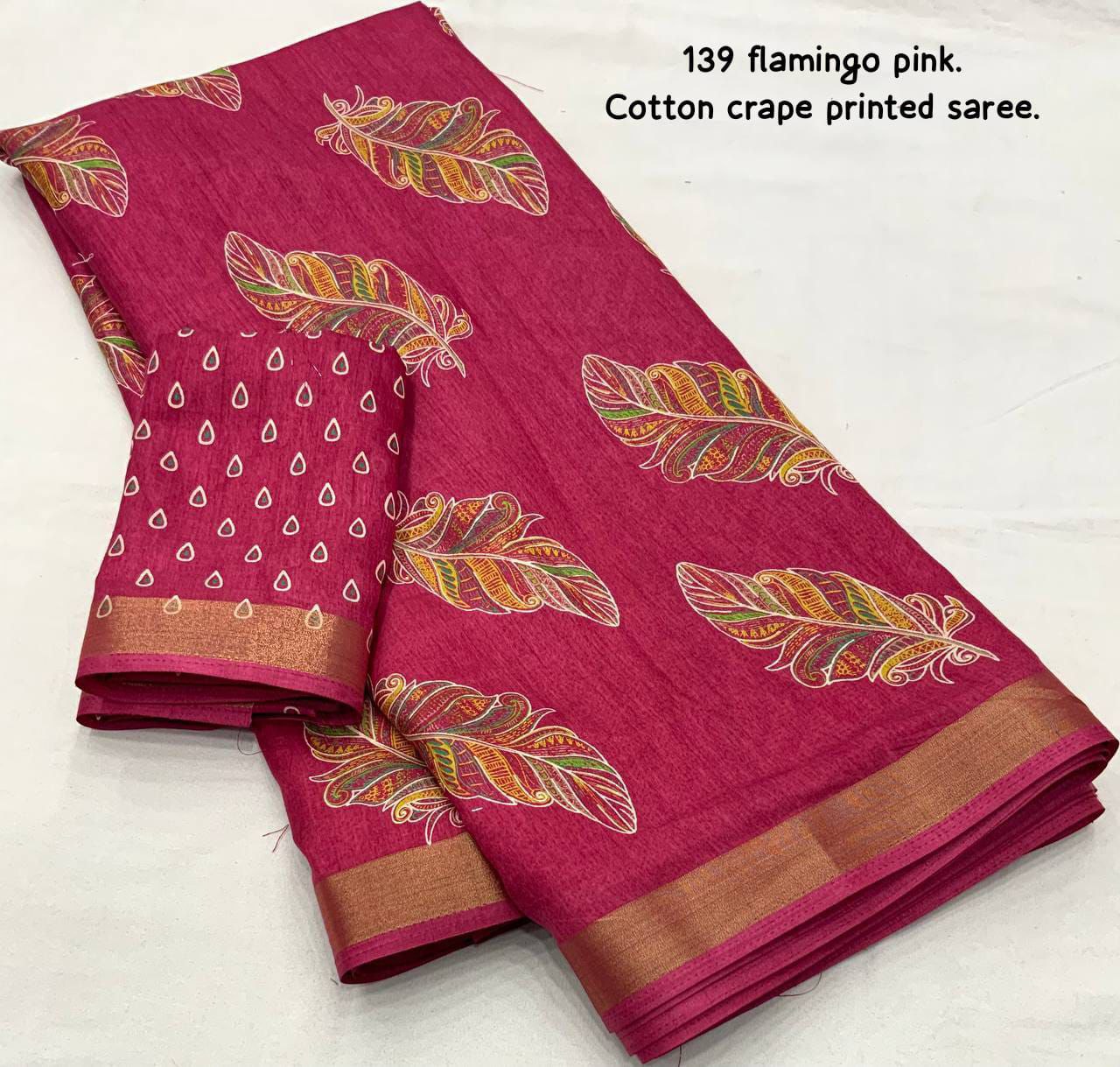 New cotton crape printed saree