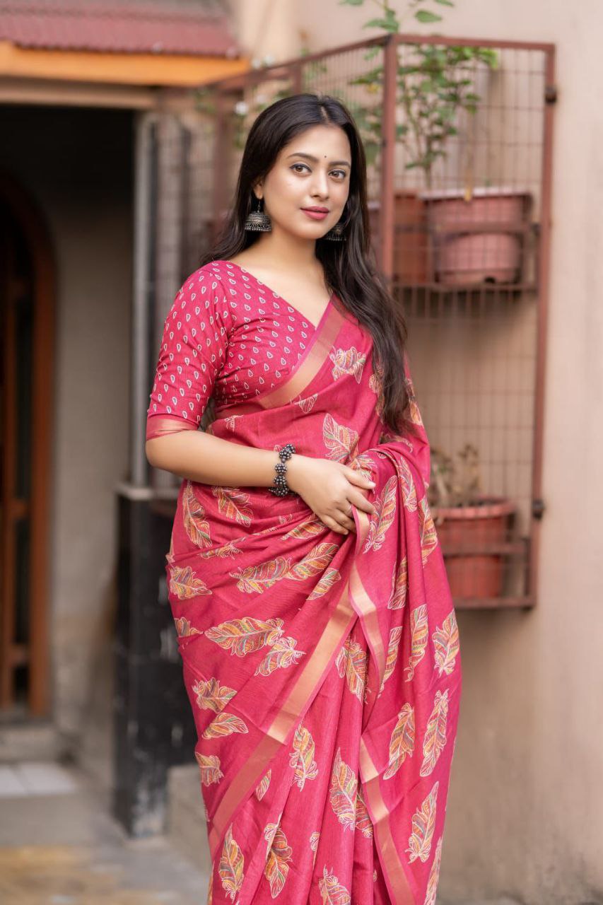 New cotton crape printed saree