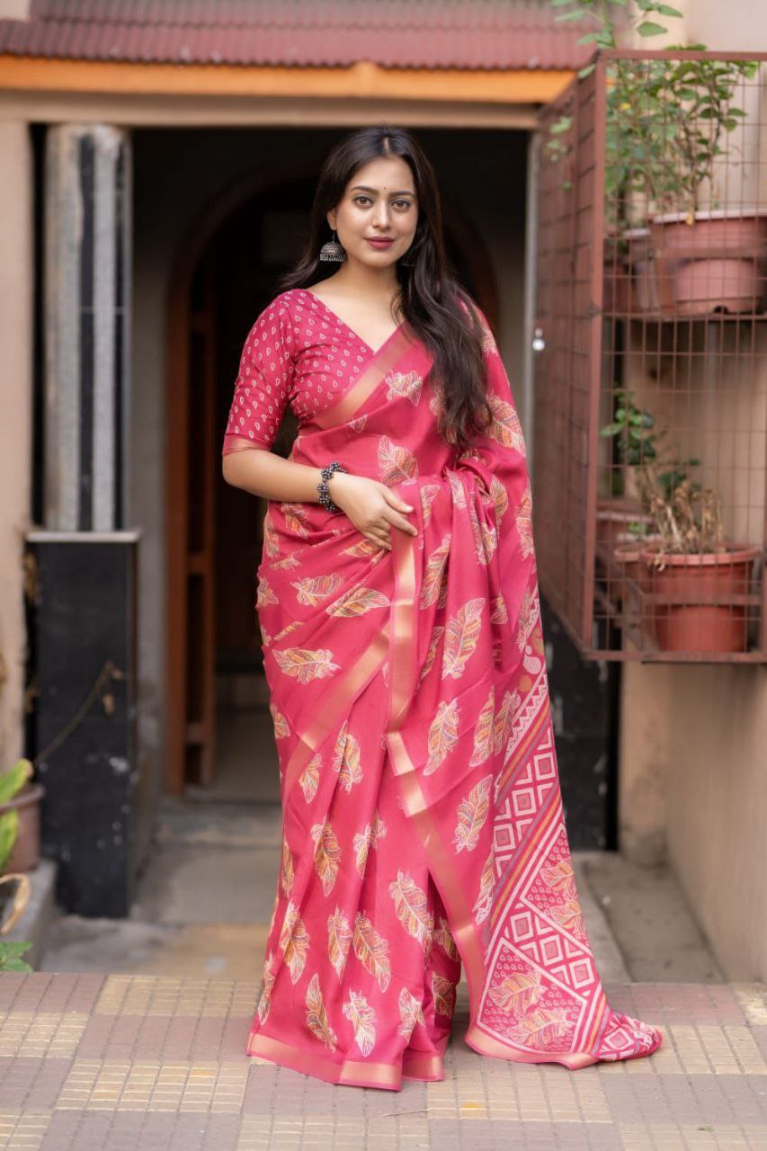 New cotton crape printed saree