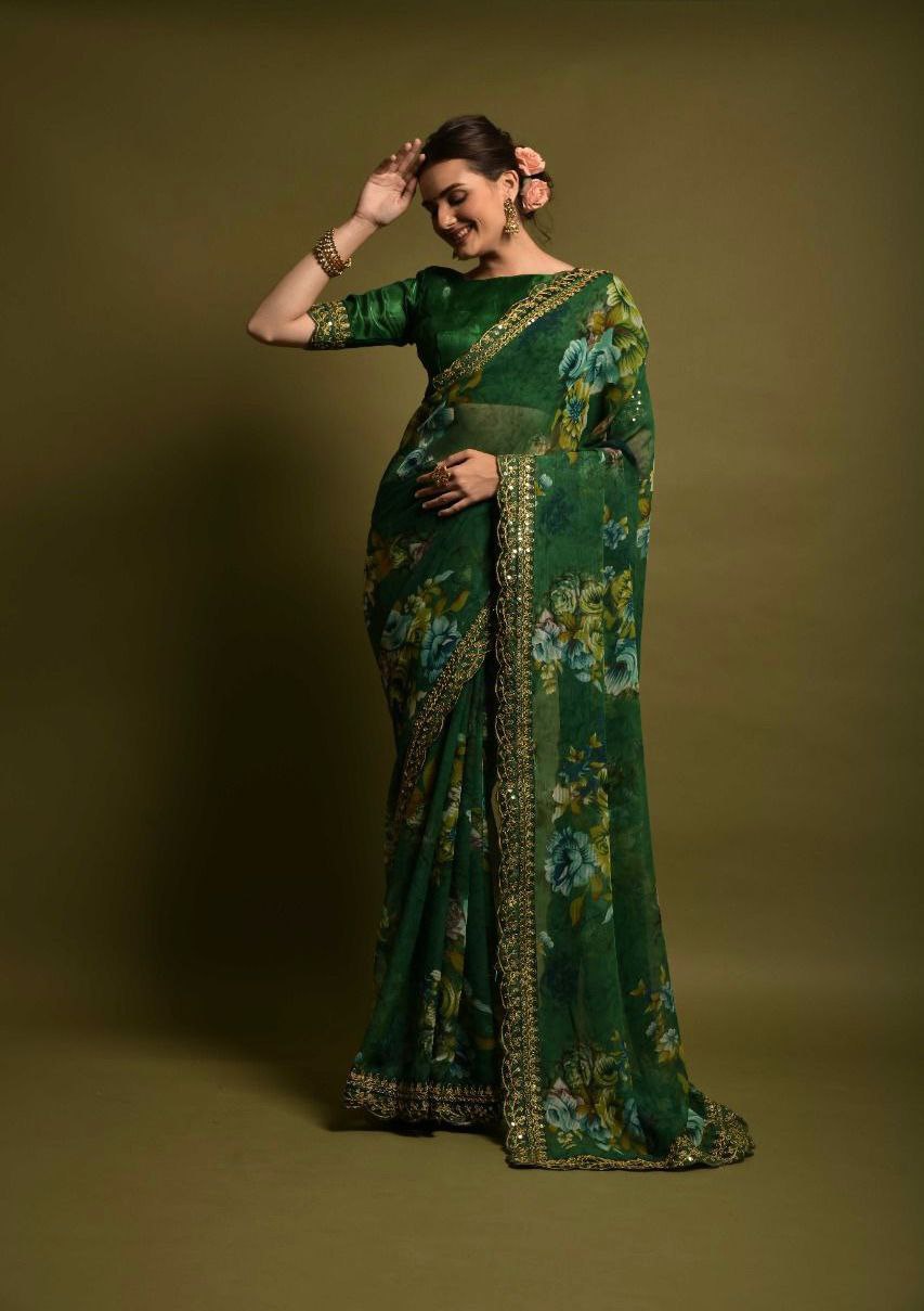 Superhit Printed Sequence Lace Border Saree