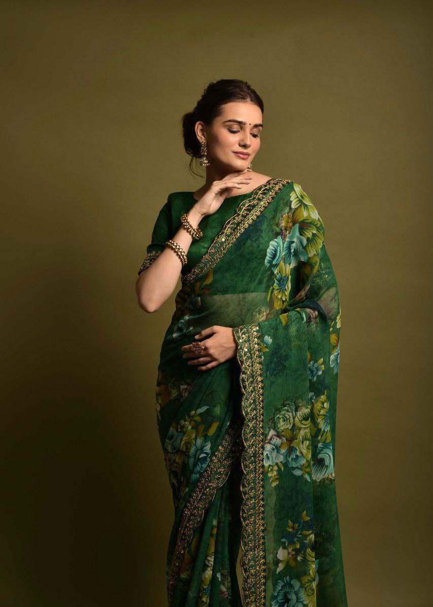 Superhit Printed Sequence Lace Border Saree