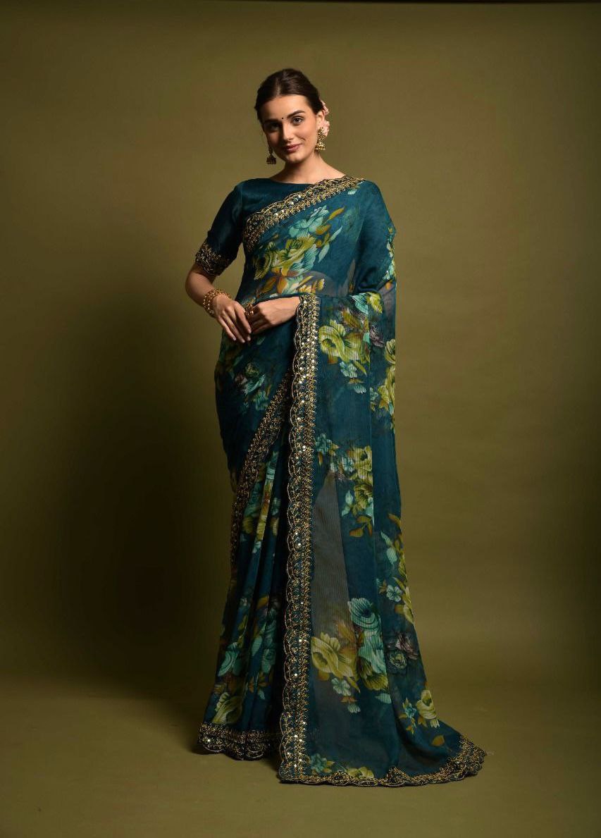 Superhit Printed Sequence Lace Border Saree