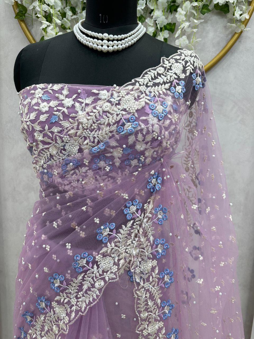 Beautiful Designer Saree on Soft Net Fabric