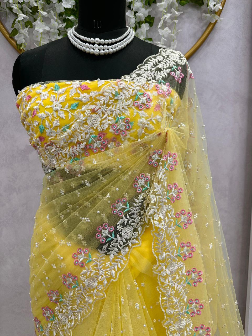 Beautiful Designer Saree on Soft Net Fabric